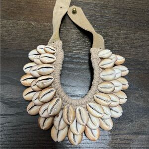 Twig and twine cowrie shell collar necklace